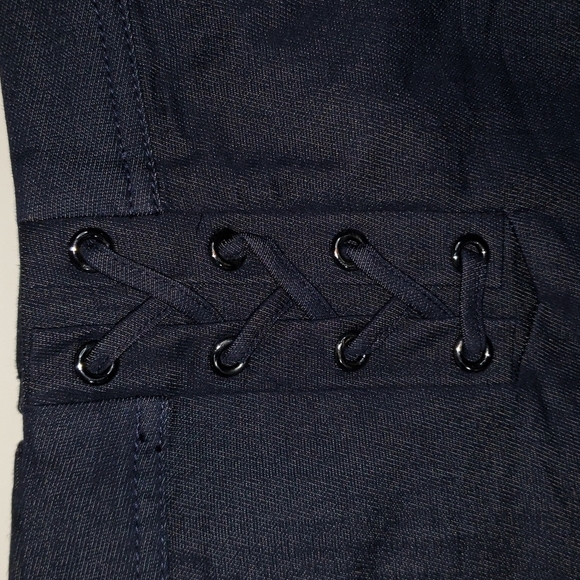 TALBOTS- Dark Stretch Denim Pencil Skirt w Lace Up Front, Size 4 Petite - Picture 2 of 7